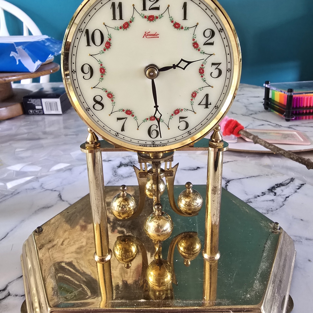 Gold and White Anniversary Clock